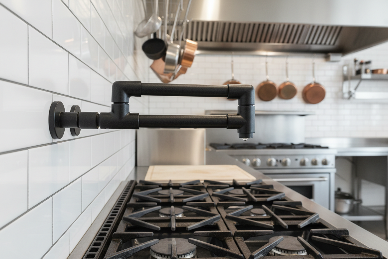 Wall-Mounted Pot Filler Tap Matte Black