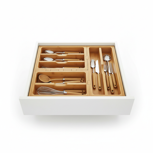 Bamboo Kitchen Drawer Organizer Set